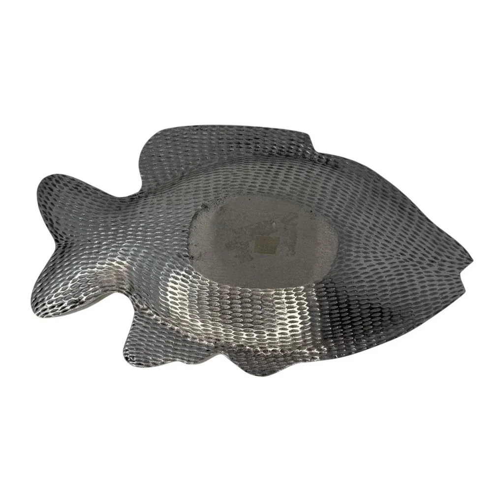 Vintage Pewter Fish Platter, Large, Aged, 13